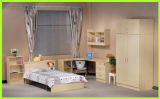 University Dormitory MDF Wood Single Bed Furniture with Wardrobe