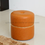 Factory Modern Hotel Gold-Banded Upholstery Leather Tub Stool (SP-ES131)