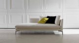 Small Chaise Sofa Fabric Sofa for Living Room in White