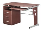 Chocolate Color Computer Desk with Ample Storage