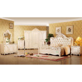 Classic Bedroom Furniture Set with Antique Bed and Wardrobe (W809)