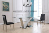 Modern Rectangle Large Dining Table with Silver Base