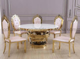 Mirror Golden Stainless Steel MDF Top Round Dining Table