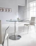10mm Tempered Glass Dining Table with Brushed Stainless Steel Base