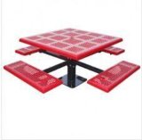 46-Inch Expanded Metal Square Single-Post Picnic Table