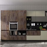 Quartz Stone Countertop Pantry Cabinetry Custom Modern Kitchen Cabinets with Wood Gain