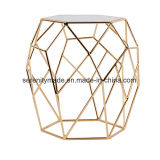 Round Tempered Glass Top Gold Metal Wire Coffee Side Table