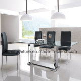 Clear Glass Square Stainless Steel Dinner Table