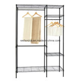 Black Coated Metal Bedroom Wardrobe Rack with Oxford Cloths Fabric Cover