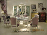 Y07 Solid Wood Fresh White Color Silver Parts Decoration Dining Table