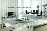 Simple Tempered Glass or Marble Dining Table with Stainless Steel Legs