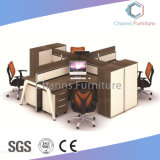 Modern Furniture Four Persons Metal Wood Office Workstation with Wooden Partition (CAS-W31445)