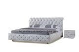 White Modular Headboard Tufted Leather Storage Upholstered Bed