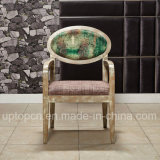 Wooden Cafe Restaurant Chair with Emerald Ellipse Backrest and Fabric Upholstery (SP-EC865)