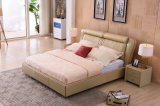 Shunde Home Bedroom Furniture Modern Leather Soft Bed with Headboard