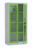 Green Color Metal Glass Swing Door Knocked Down Storage Filing Cabinet