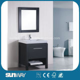 Solid Wood Floor Style Home Use Bathroom Cabinet with Mirror