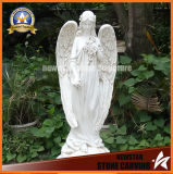 Hand Carved Sculpture White Marble Angel Statue for Garden Decoration