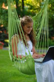 Swing Hammock Chair with Cushion and Wooden Rod