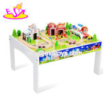 High Quality 100 PCS Wooden Kids Activity Table with Train Set W04c083