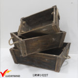 Stackable Handmade Vintage Wood Planter Box with Handle