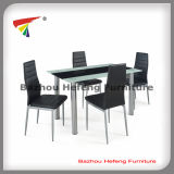 Popular Modern Glass Metal Dining Table Set (DT061)