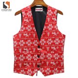 Loom-State Printing Christmas Men's Woven Red Vest with Lining