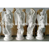 Cheap White Marble Stone Outdoor Garden Statue with Wings
