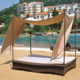 Outdoor Patio Garden Sun Lounger Canopy Wicker Rattan Day Bed (TG-JW100)