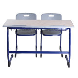 Durable Wood School Furniture Double Desk Set for Classroom