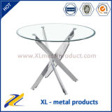 2016 Chrome Metal with Tempered Glass Dining Table