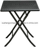 62cm Folding Square Table with Rattan Design