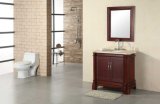 Ceramic Basin Solid Wood American Living Style Bathroom Vanity Furniture