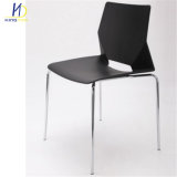 Simple Design Outdoor Armless Stackable Plastic Chair with Metal Legs