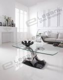 Glass Coffee Table with Two C Shape Legs