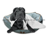 Solid Faux Linen Dog Bed