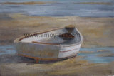 Wholesale Handmade Small White Boat Oil Paintings for Wall Decor