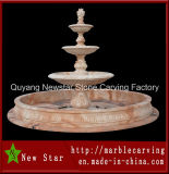 Beige Marble Stone Carving Water Fountain for Garden Decoration (NS-F1001)