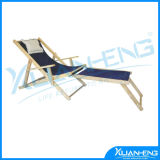 Wood Beach Chaise Lounger with Drink Holder with Pillow