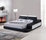 Adjustable Soft Bedding Modern Leather Double Bed with Drawer
