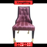European Solid Wood Dining Chair Solid Swivel Wood Baccarat Casino Chair with Castors Can Customized Ym-Dk05
