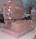 Ruby Red Granite Tombstone with Lily Flower