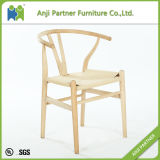 Light Yellow Convenitent Wax Wood Dining Chair with Paper Rattan Seat (Andrea)