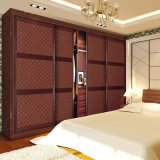 Big Living Room Wood Wardrobes with Four Leather Sliding Door
