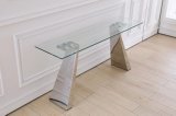 201 Stainless Steel with 12mm Clear Glass Top Console Table