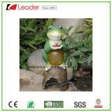 Polyresin Figurine Frog Figurine with Butterfly Solar Lights for Garden Decoration