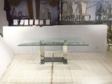 Newest Clear Glass stainless Steel Dining Table for 6 Seaters