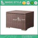 Patio Rattan Side Table with Storage Outdoor Wicker Chest (Magic Style)