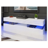 Large LED TV Stand Modern High Gloss Cabinet Glass Shelf