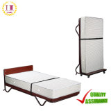 Metal Upright Rollaway Bed with Spring Mattress